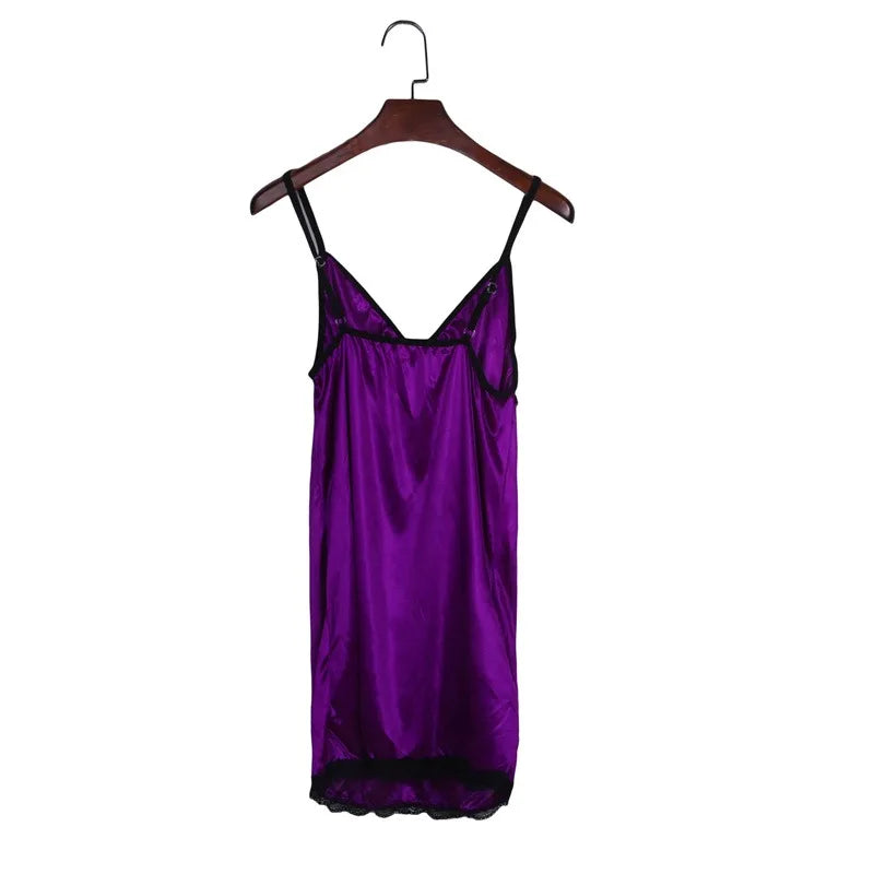 Sexy Silk Satin Nightwear Slip Dress Sleeveless