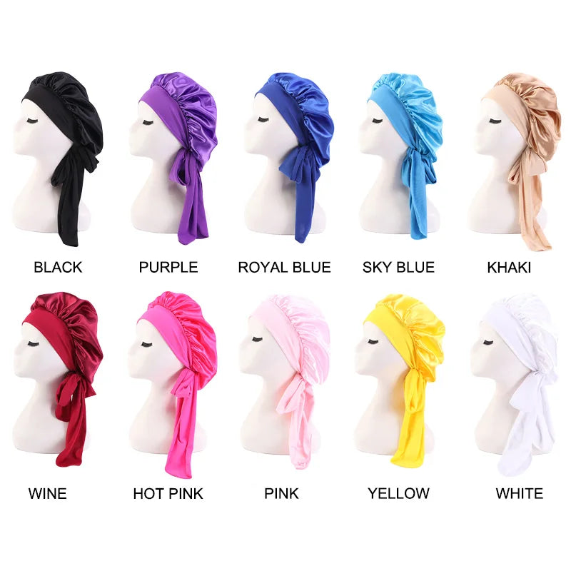 Wide Band Stretch Head Tie Silky Bonnet