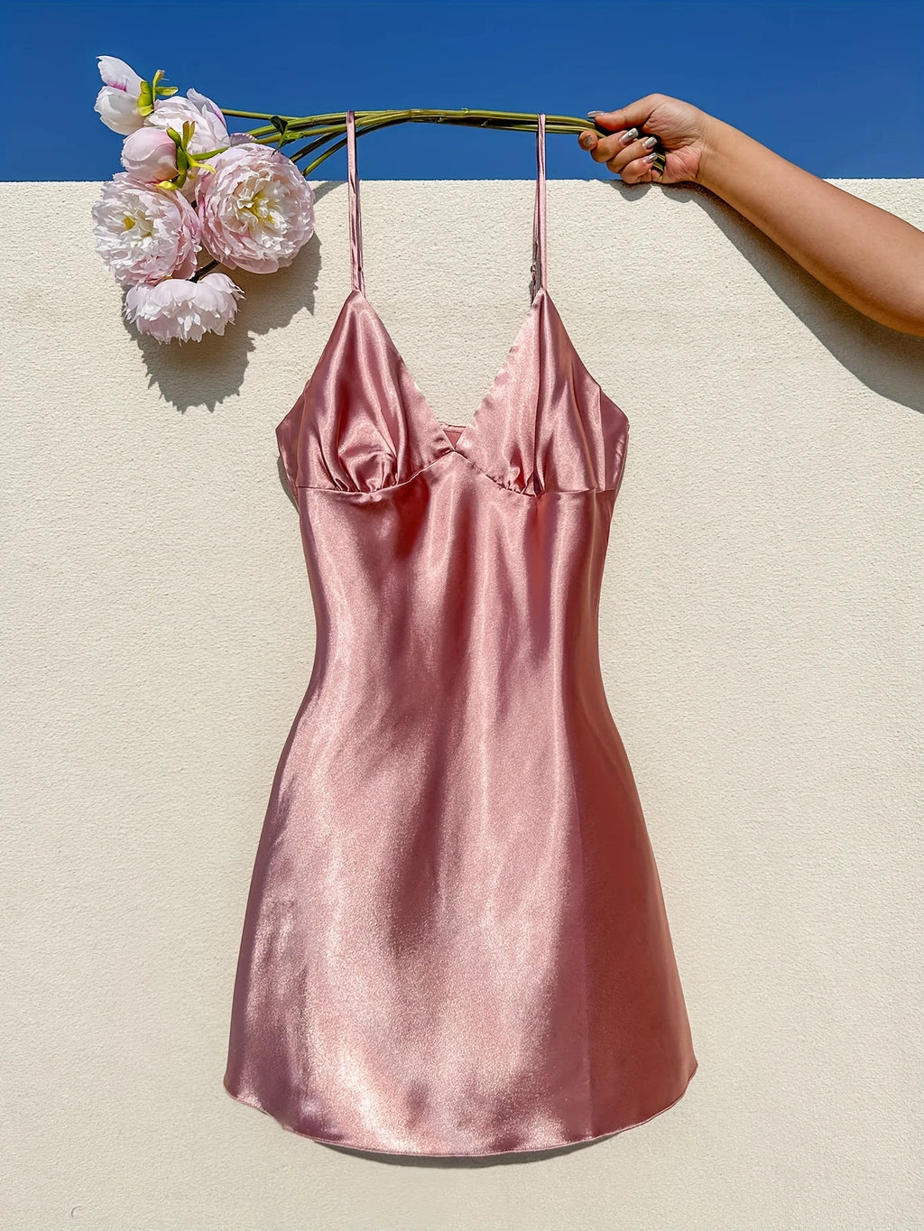 Satin Slip Dress Elegant Slim Strap Nightgown
