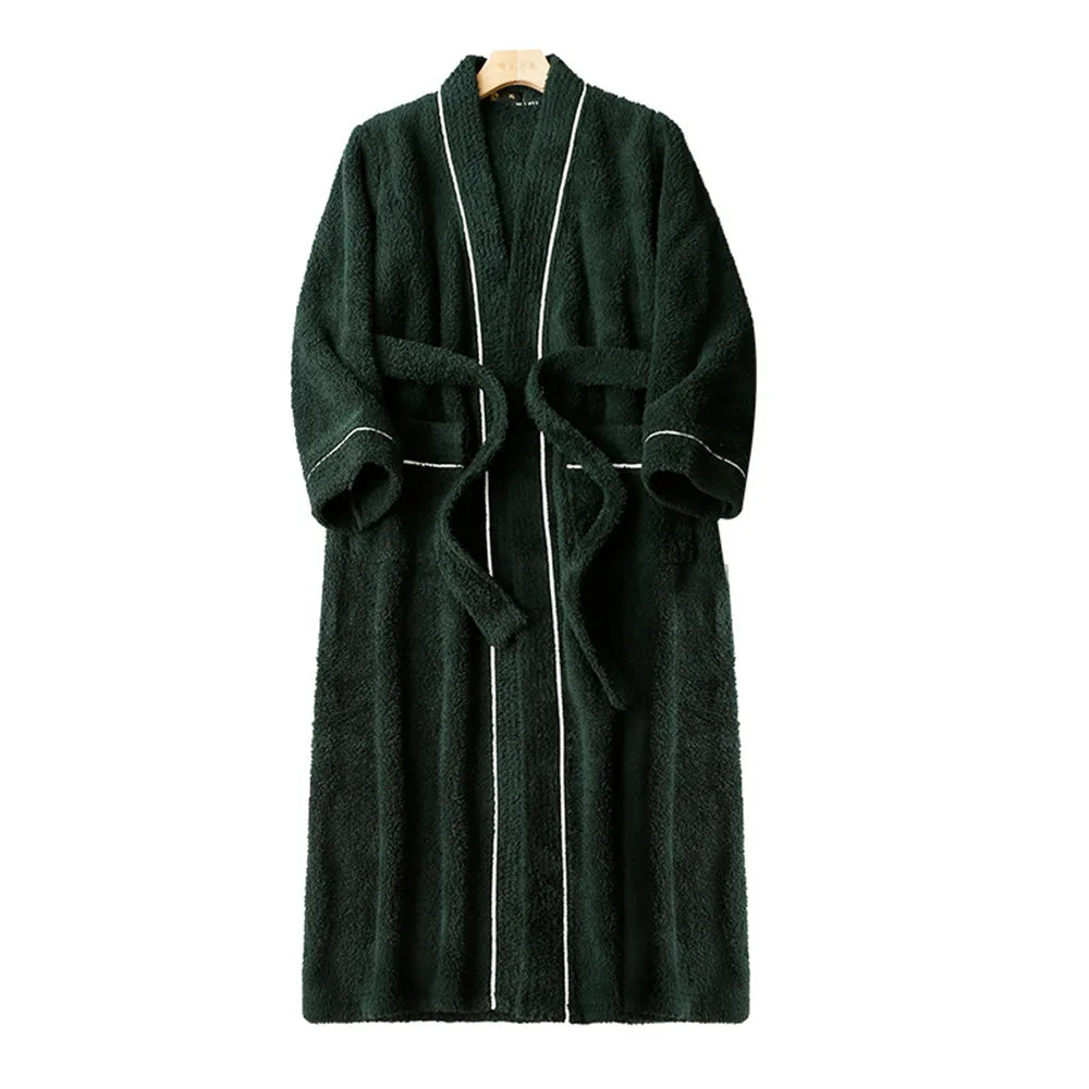 Thick Long Sleeve Flannel Robe Bathrobe