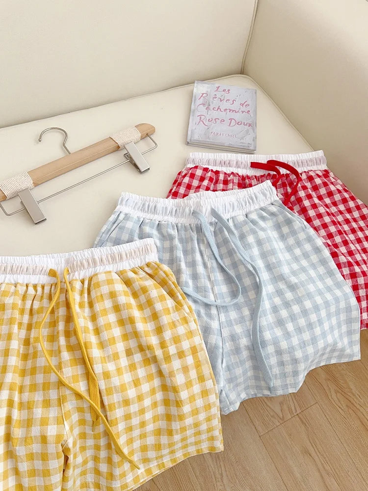 Cotton Flannel Wide Leg Leisure Pants Elastic Waist