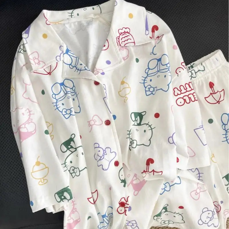 Kitty Sweet Short-Sleeved Shorts Sleeping Two-Piece Set