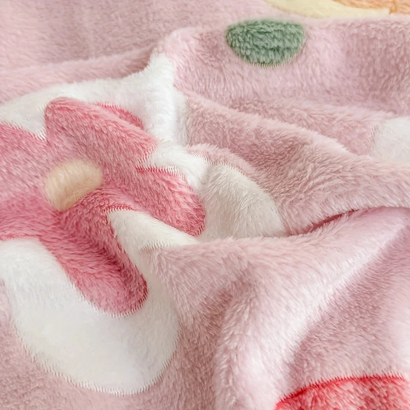 Floral Print Soft Flannel Blanket