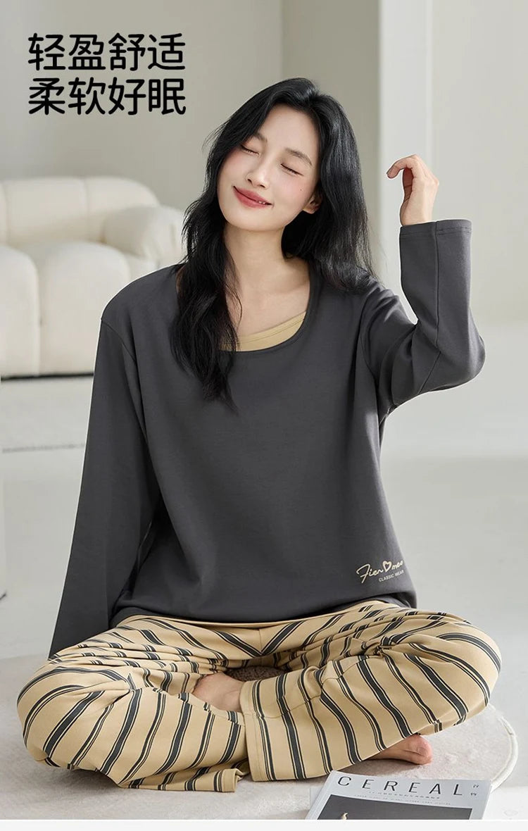 Cute Illustration Cartoon 100% Cotton Pajama Sets