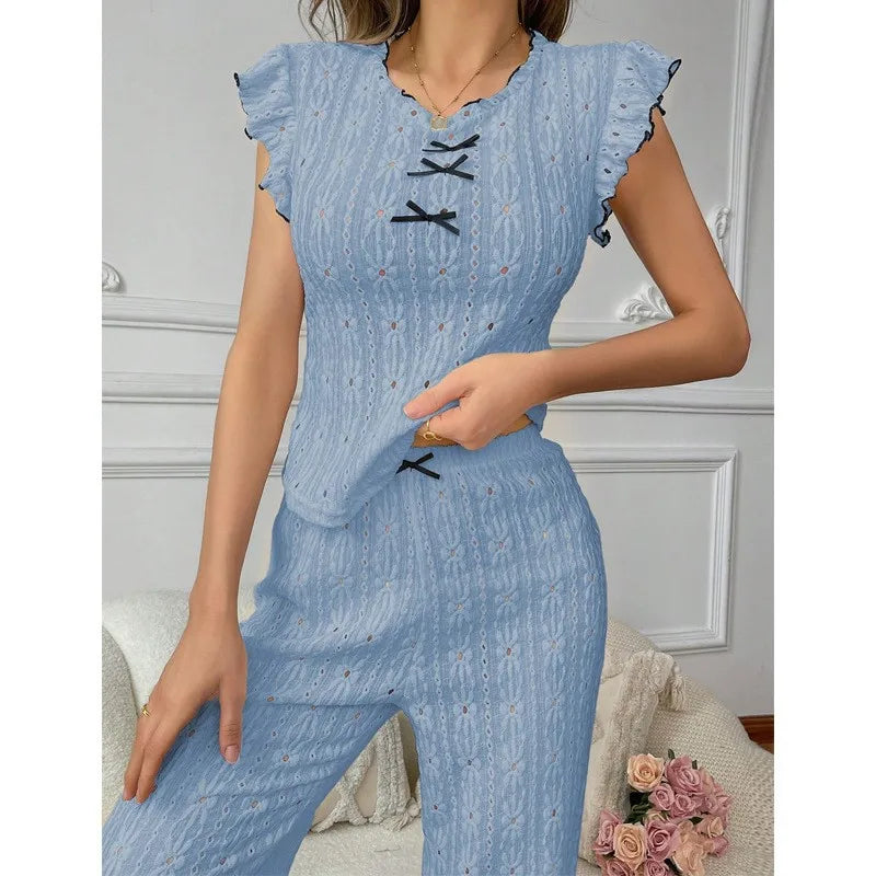 Cute High-end Lace Texture Pajama Set