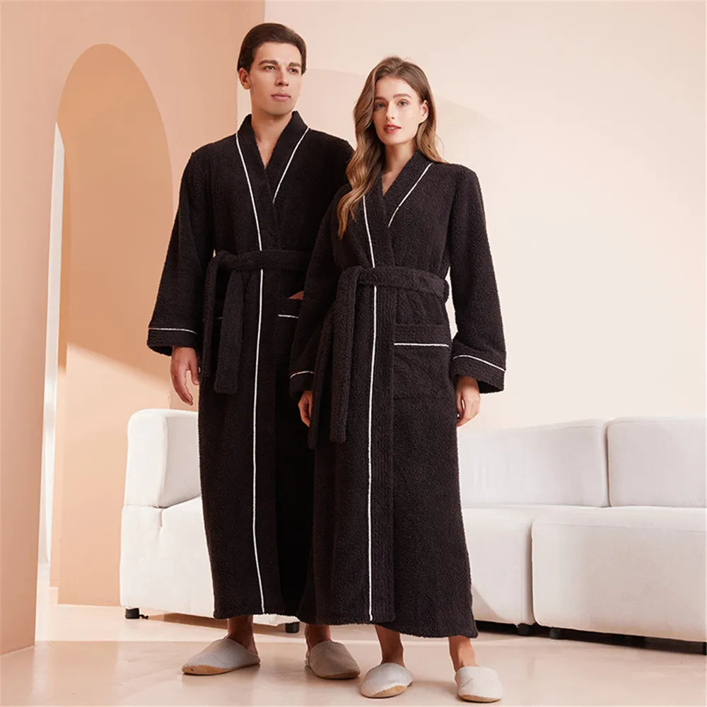 Thick Long Sleeve Flannel Robe Bathrobe