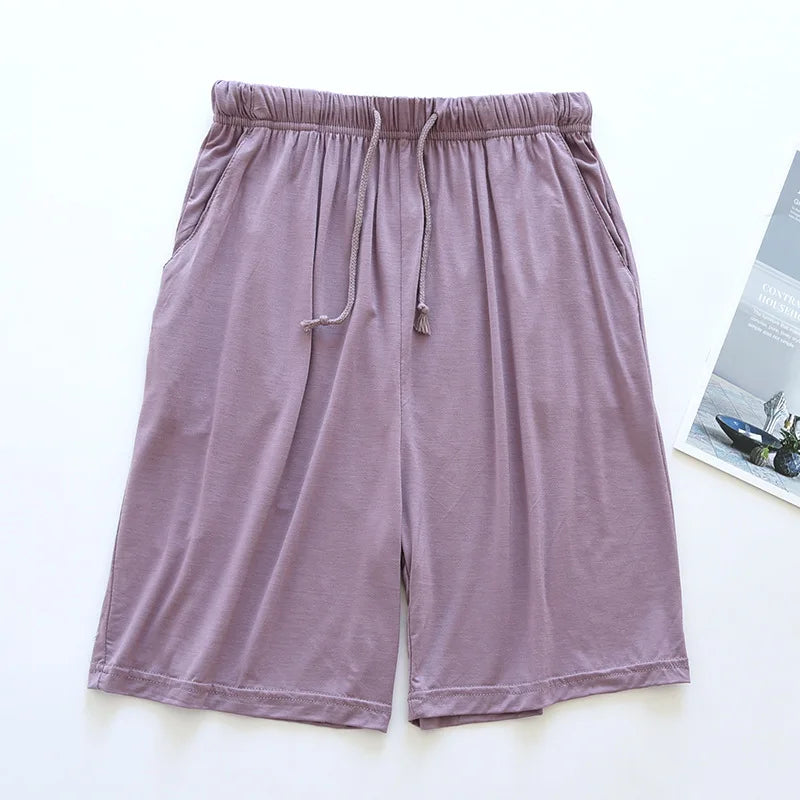 Loose Elastic Waist Solid Sleep Bottoms