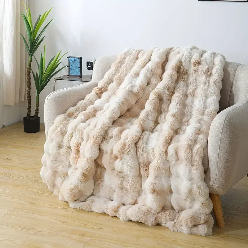Cozy Faux Rabbit Soft Warm Fleece Blanket