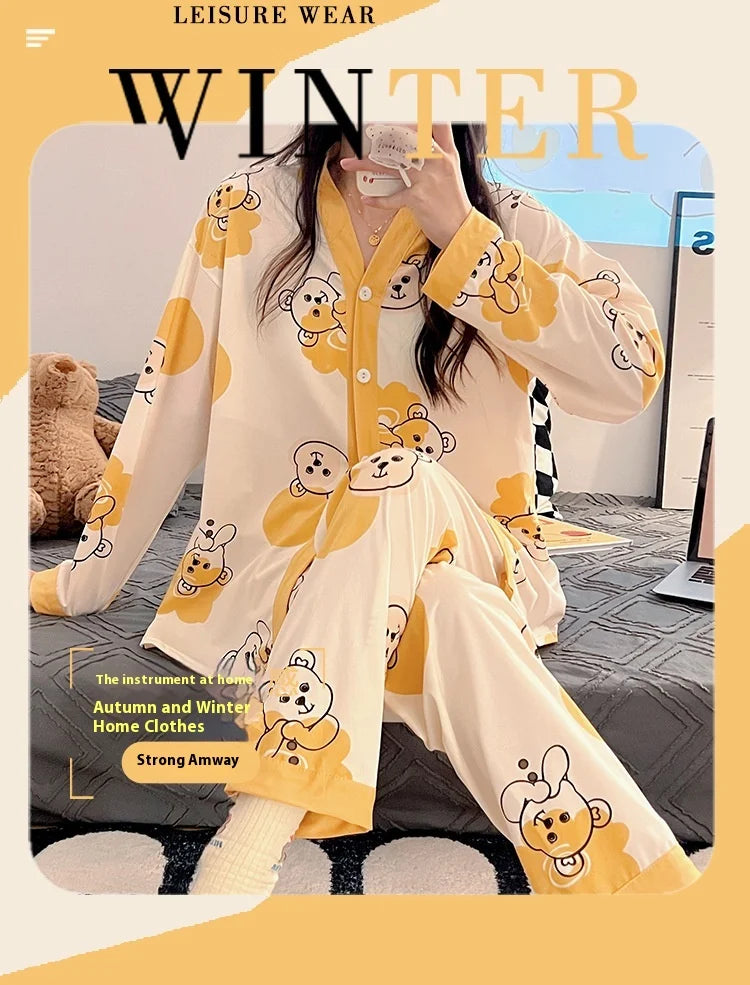 Women's Long-Sleeved Homewear Autumn and Winter Models Homewear Suit