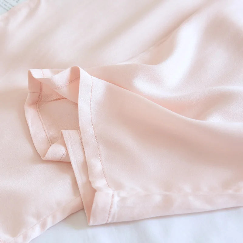 Loose Thin Solid Color Silk Satin Sleep Bottoms