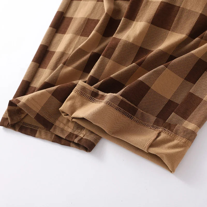 Knitted Checkered 100% Cotton Casual Home Pants