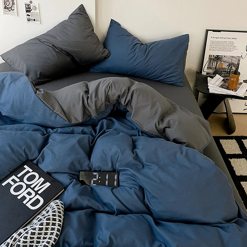 Simple Solid Color Bedding Set Soft Brushed Duvet Covers