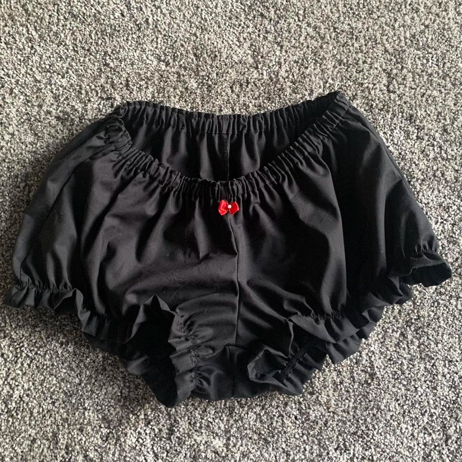 Y2K Plaid Pajama Shorts Elastic Band Ruffle Trim Cottage Pajamas Bottoms