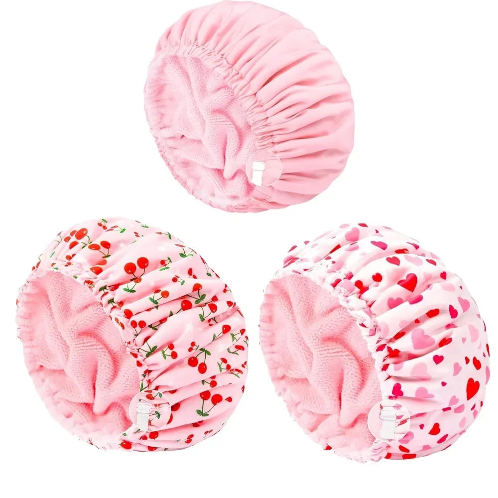 Waterproof 3 in 1 Shower Cap Adjustable Polyester Absorbent Ultra Fine Fiber Dry Cap