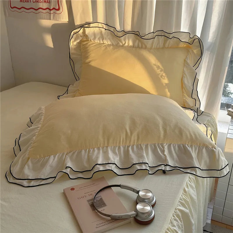 Princess Style Ruffles Bedding Set Skin-friendly Soft Duvet Cover Set Bed Sheet Or Bed Skirt Pillowcases 3/4Pcs