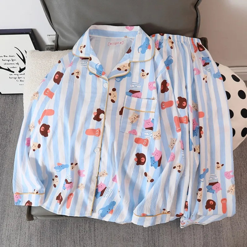Sweet Cartoon Print Harajuku Style Cute Fashion Two-piece Set