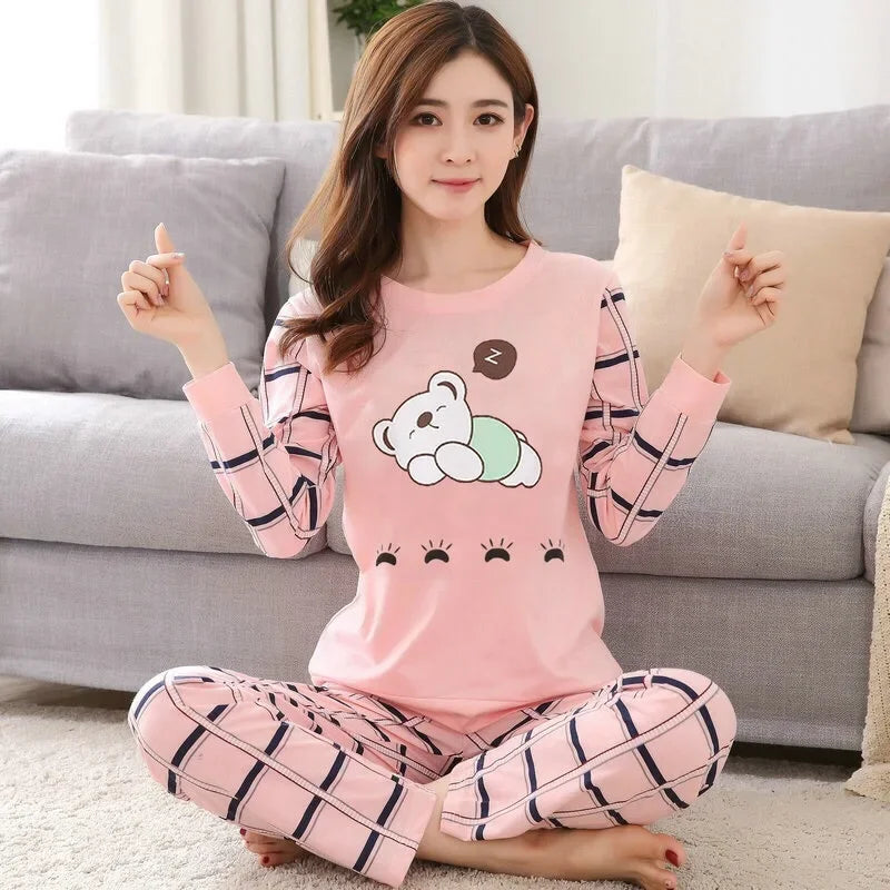 Round Neck Long Sleeve Pajamas
