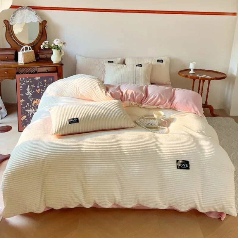 Thick Solid Color Velvet Duvet Cover Warmth Comforter Cover Double Soft Quilt Cover