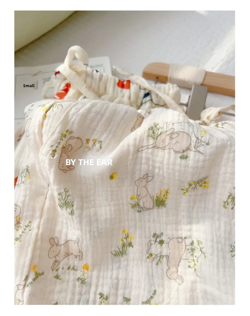 Thin Pure Cotton Bubble Cotton Gauze Sweet Loose High Waist Full Cotton Shorts