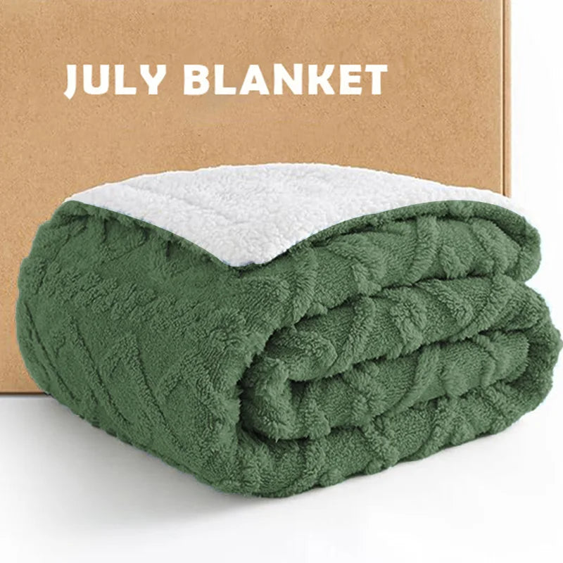 Soft Sherpa Fleece Throw Cable Jacquard Tufted Throw For All Season