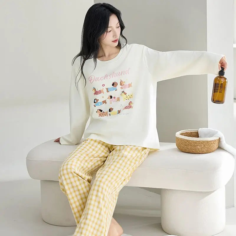 Cute Illustration Cartoon 100% Cotton Pajama Sets