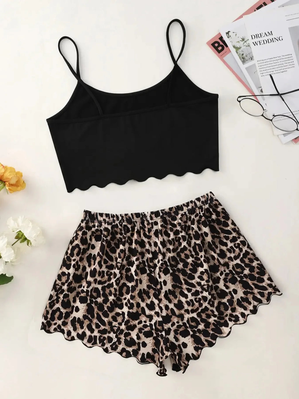 Sling V-Neck Sleeveless Top and Shorts Sets Pajamas