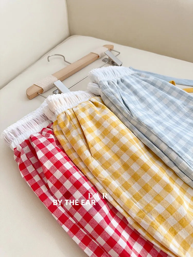 Cotton Flannel Wide Leg Leisure Pants Elastic Waist
