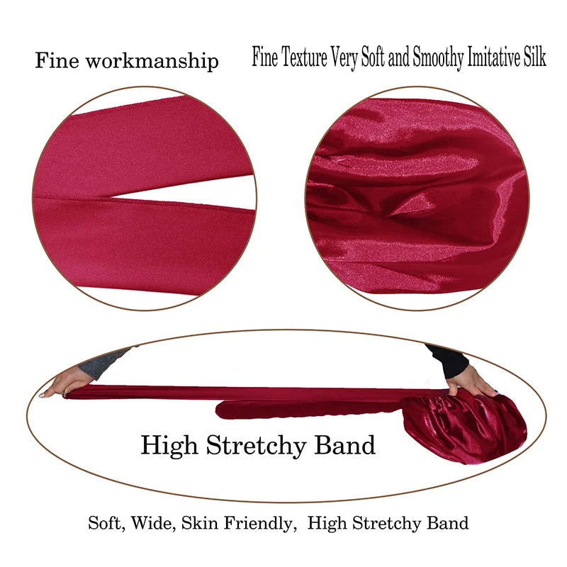 Wide Band Stretch Head Tie Silky Bonnet