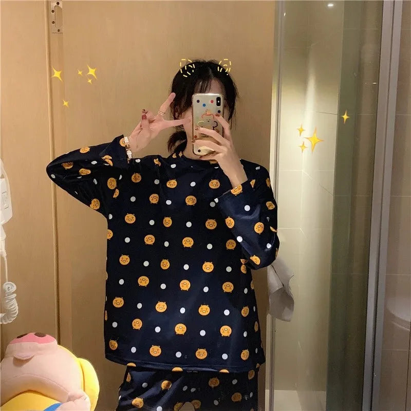Ladies Variety of Styles Long-sleeved Long Pants Comfortable Pajamas