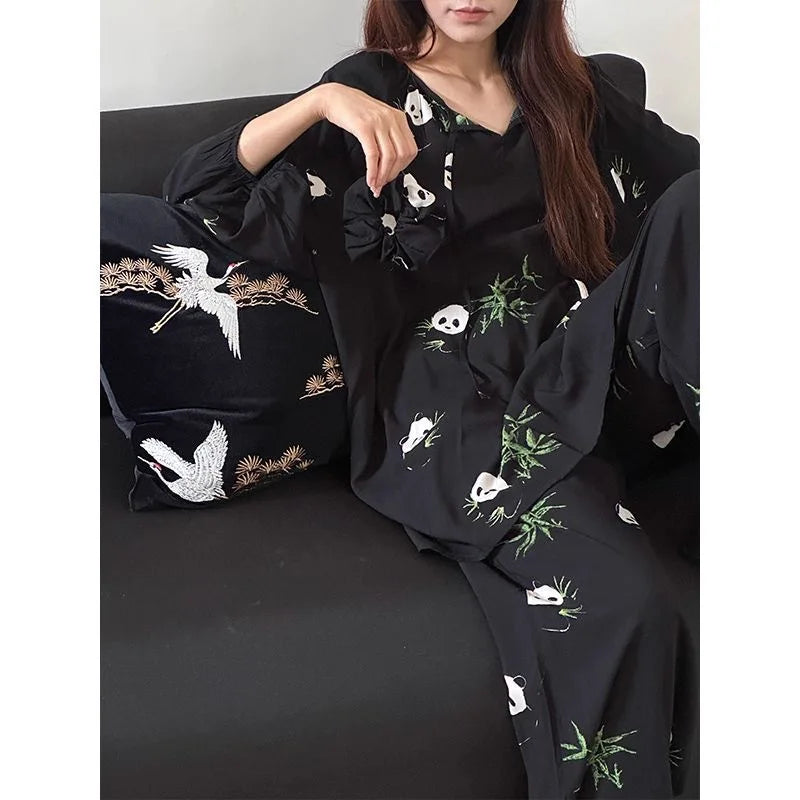 Warm Animal Print Cotton Lounge Set