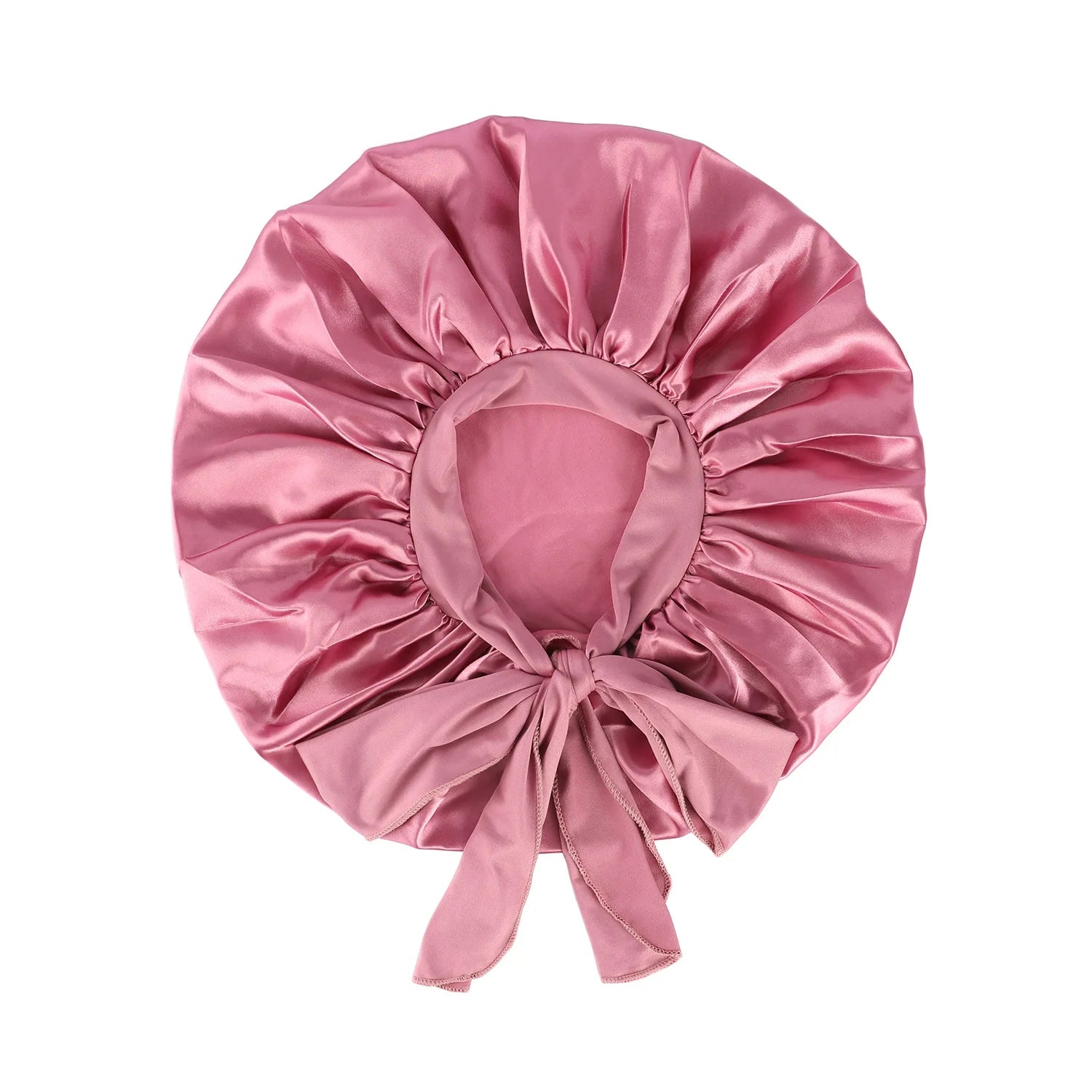 Large Satin Bonnet Silky Night Sleeping Cap with Stretchy Tie Band