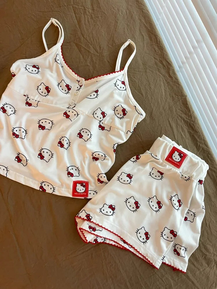 Hello Kitty Anime Pajamas Set Top and Shorts