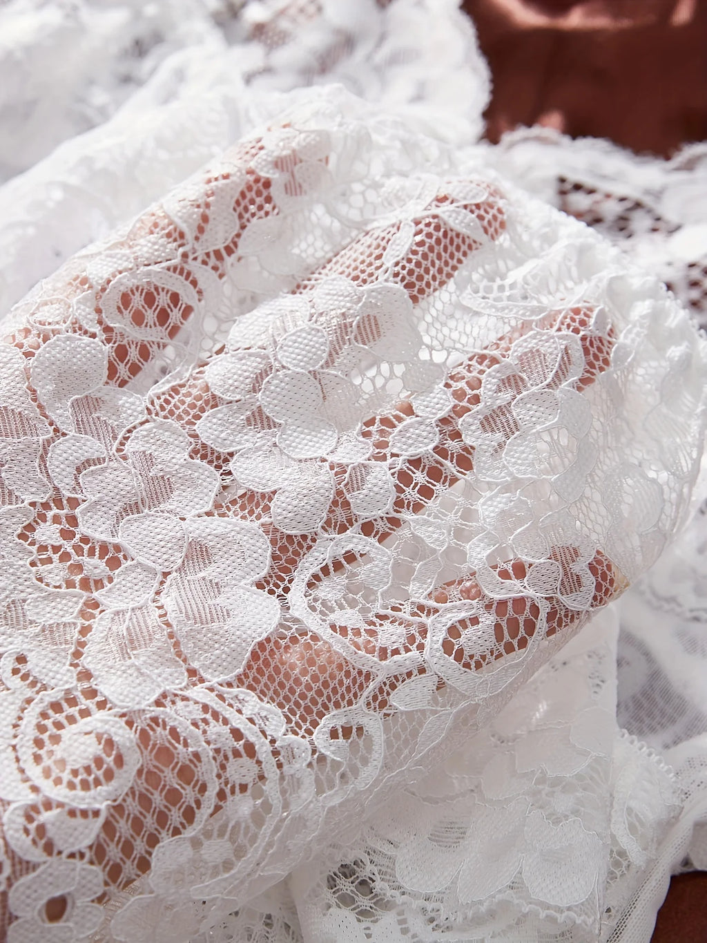 Sexy Contrast Lace and Mesh Ruffle Babydoll V-neck Open Bra Sleep Skirt Nighties
