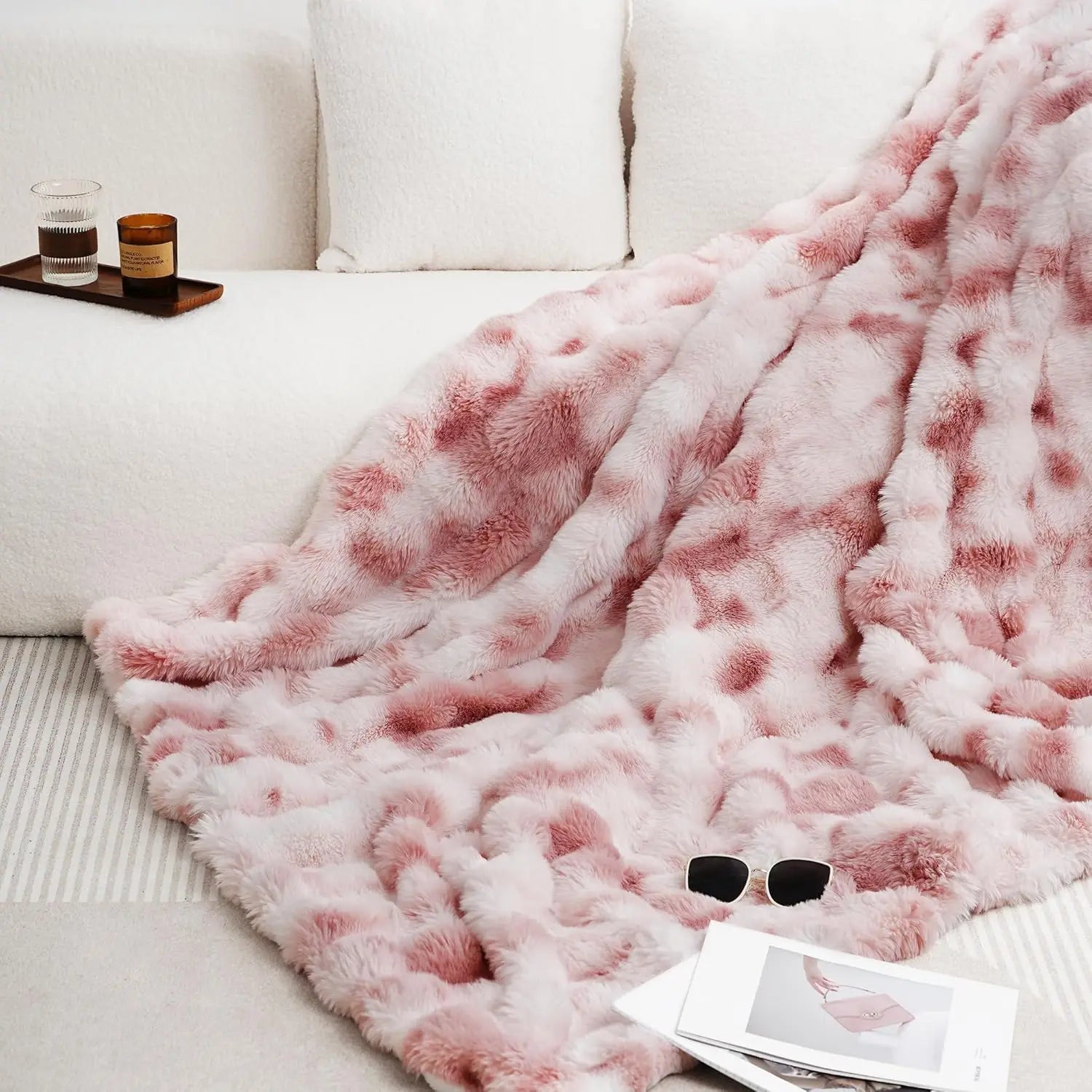 Cozy Faux Rabbit Soft Warm Fleece Blanket