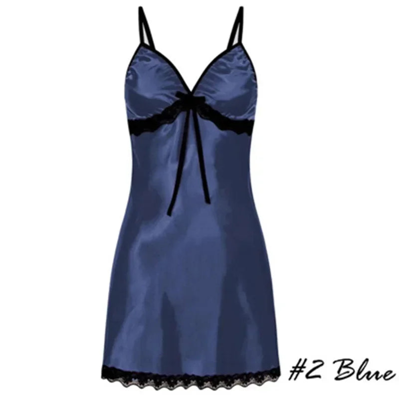 Sexy Silk Satin Nightwear Slip Dress Sleeveless