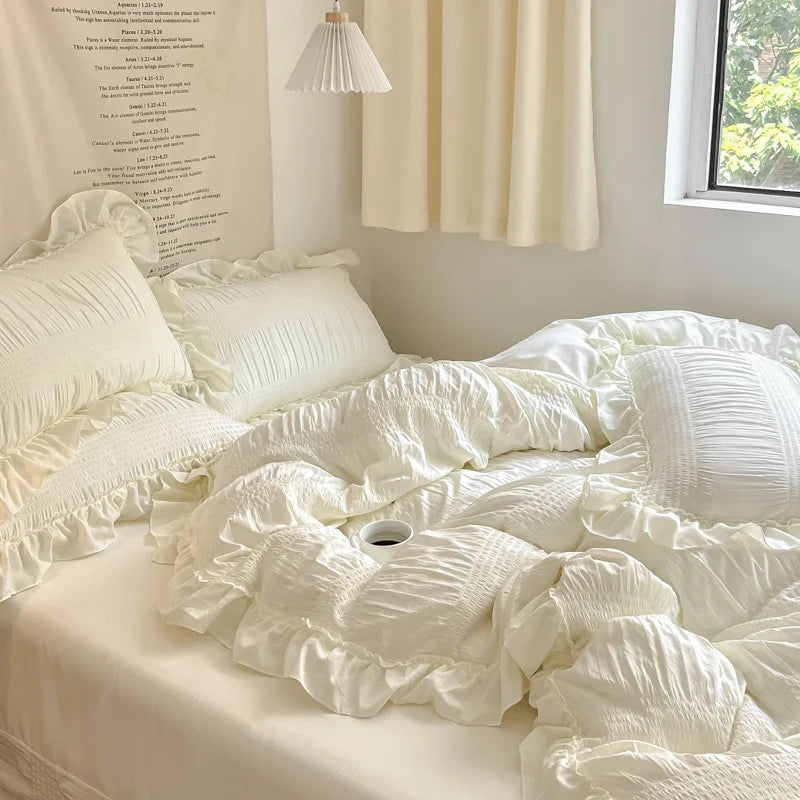 Lace Bed Sheet Quilt Solid Duvet Cover