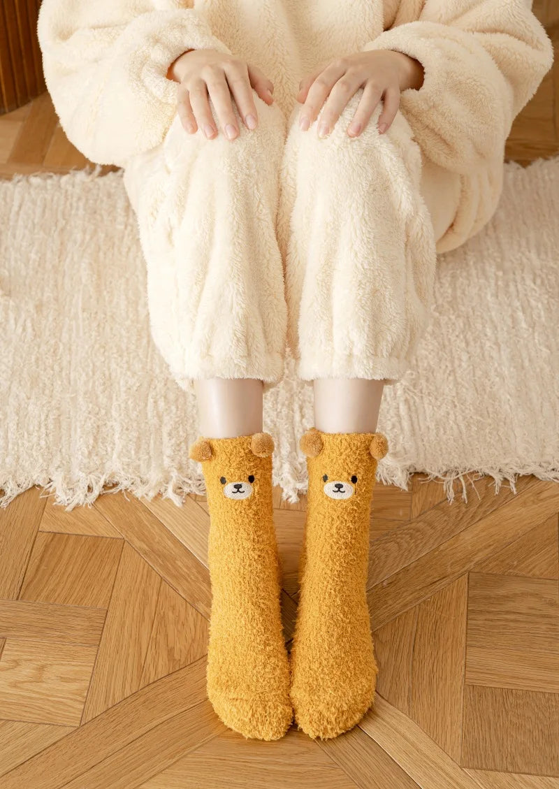 Kawaii 3D Bear Cute Animal Thick Fleece Fuzzy Socks