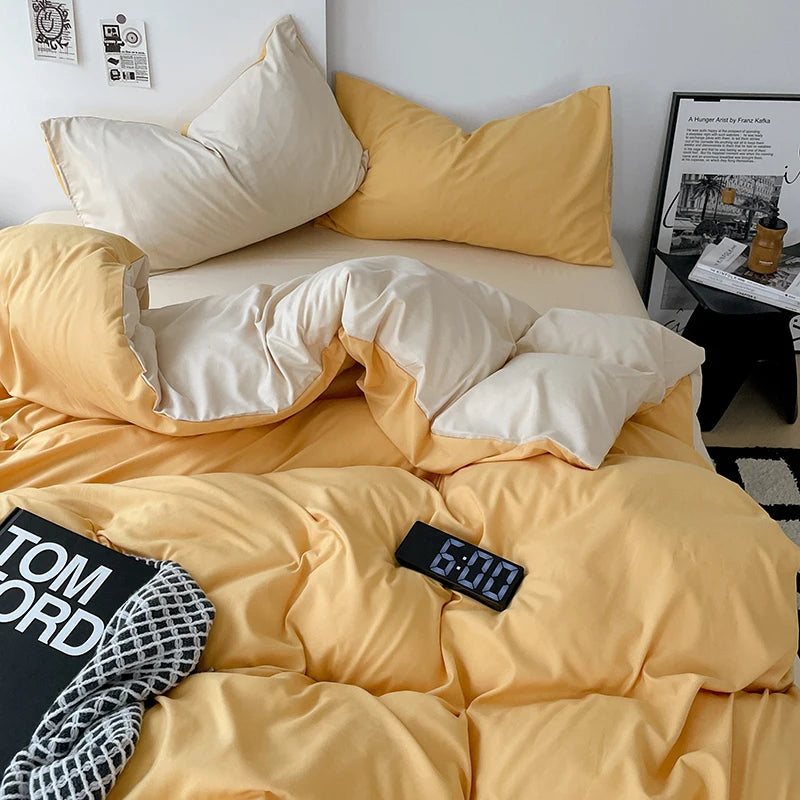 Simple Solid Color Bedding Set Soft Brushed Duvet Covers