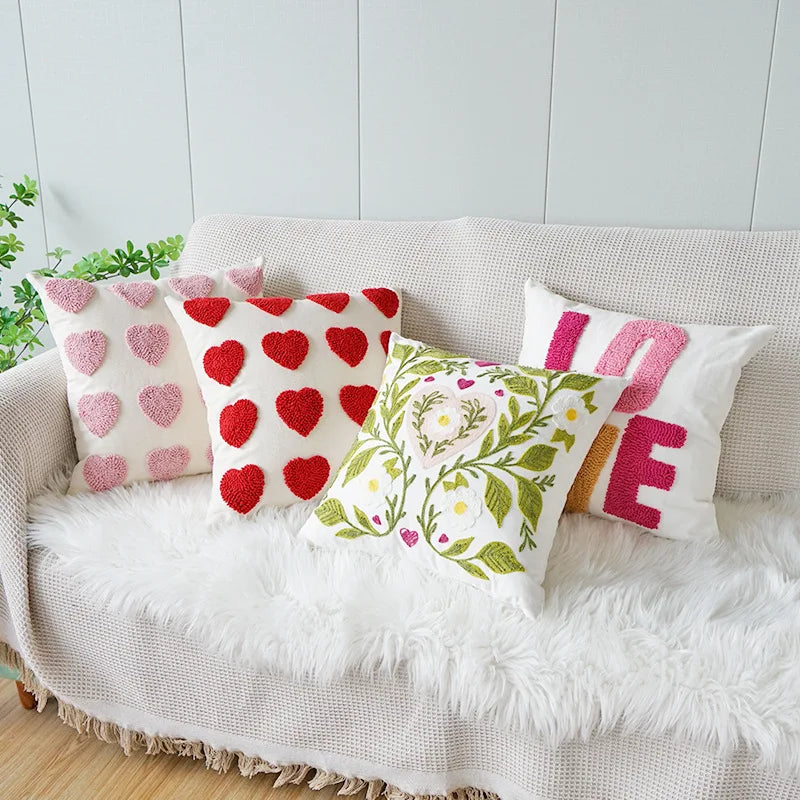 Sweet Velvet Jacquard Embroidery Throw Sofa Pillow Cover