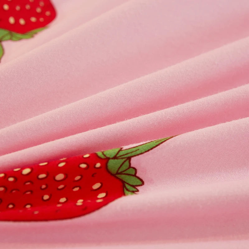 Cute 3pcs Kawaii Soft Fruit Print Bedding Sets Pillow Case Duvet Cover