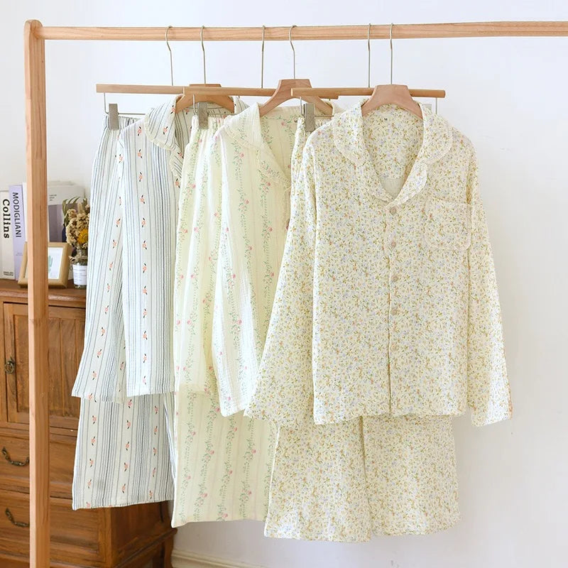 Ladies 100% Cotton Gauze Pajama Loungewear