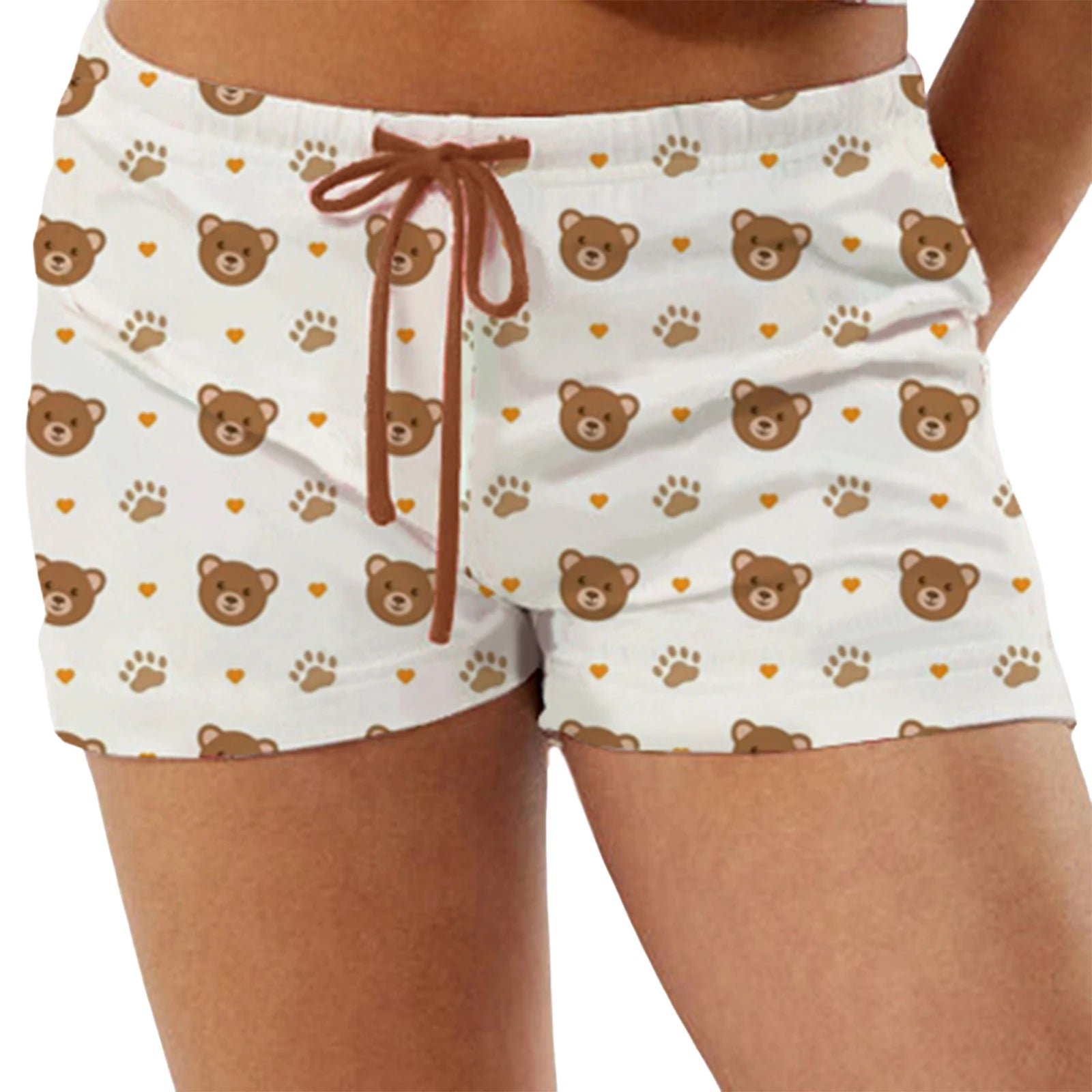 Lightweight Cotton Pajama Shorts with Elastic Waistband Cute Design