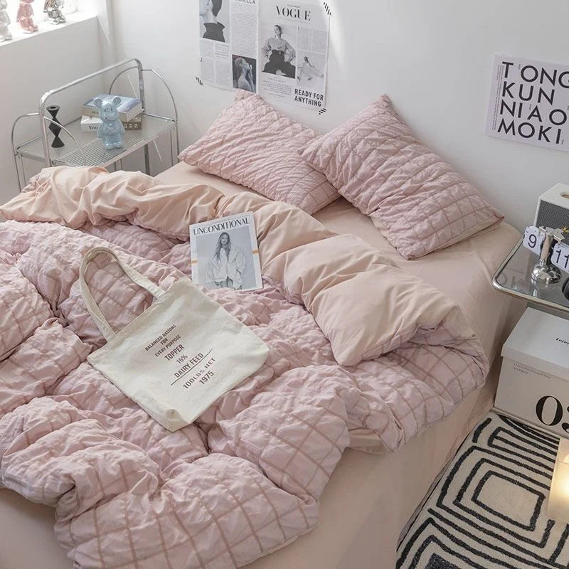 Solid Color Ruffles Lace  Kawaii Soft Sheet Duvet, Pillow & Quilt Cover