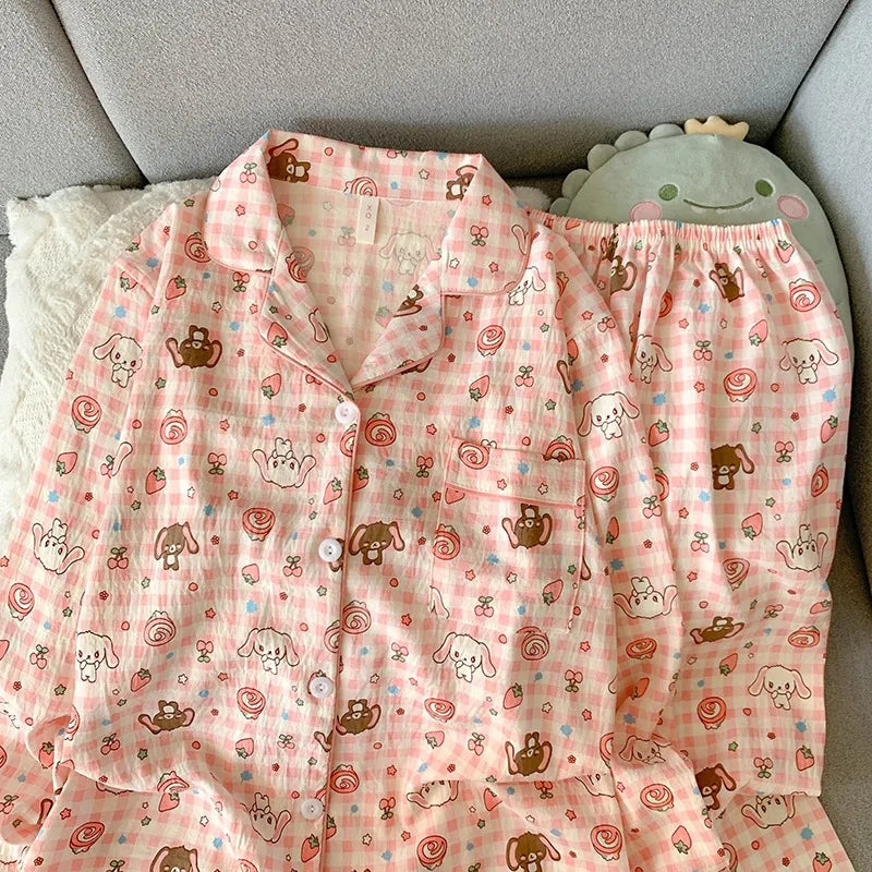 Sweet Cartoon Print Harajuku Style Cute Fashion Two-piece Set