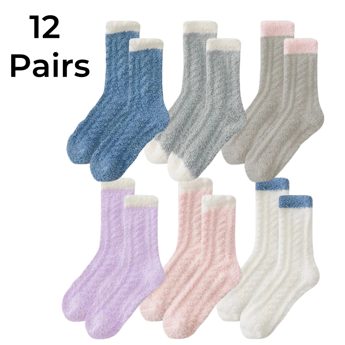 Pairs of Fuzzy Soft Cozy Fluffy Slipper Plush Socks