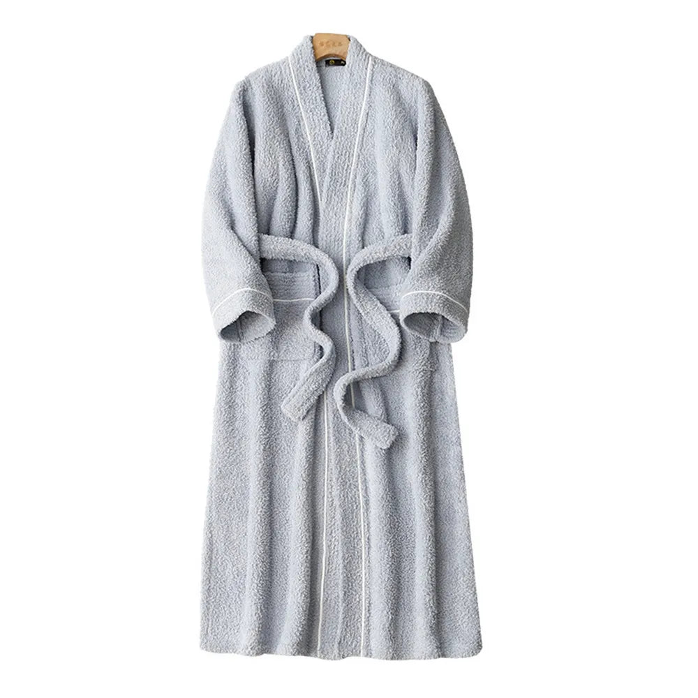 Thick Long Sleeve Flannel Robe Bathrobe