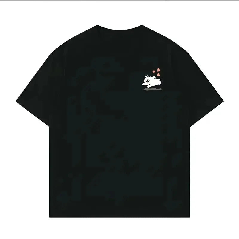 Hello Kitty Cartoon Loose Cute Round Neck Casual Cotton Short Sleeved T-shirt