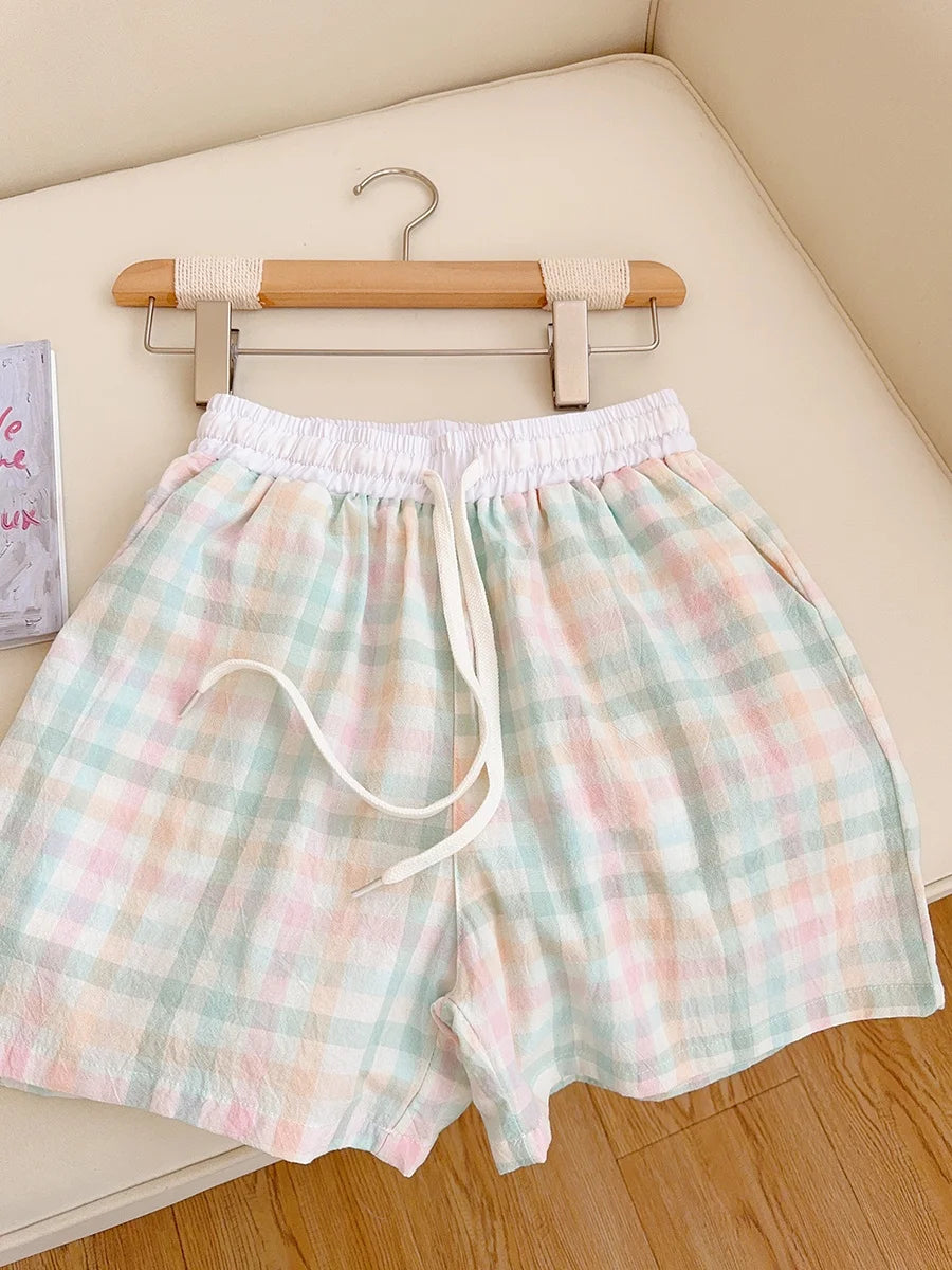 Cotton Flannel Wide Leg Leisure Pants Elastic Waist