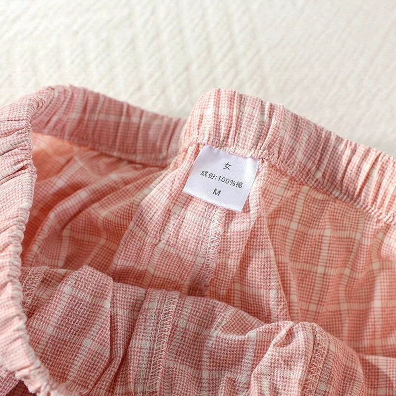 Women's Bottoms Pajamas 100% Cotton Knitted Soft Pants Loose Thin With Pockets
