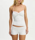 Cotton Slim Tank Tops Shorts Pajama Sets New Basic Camisole Preppy Style Crop Top